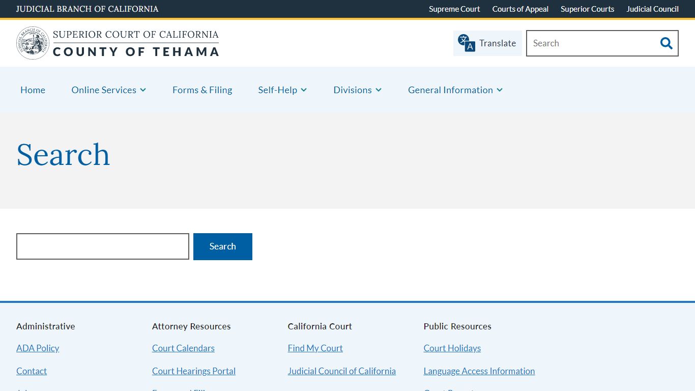 Search | Superior Court of California, County of Tehama