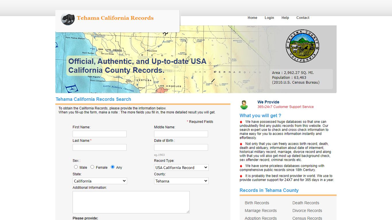 California Tehama County Records Search.